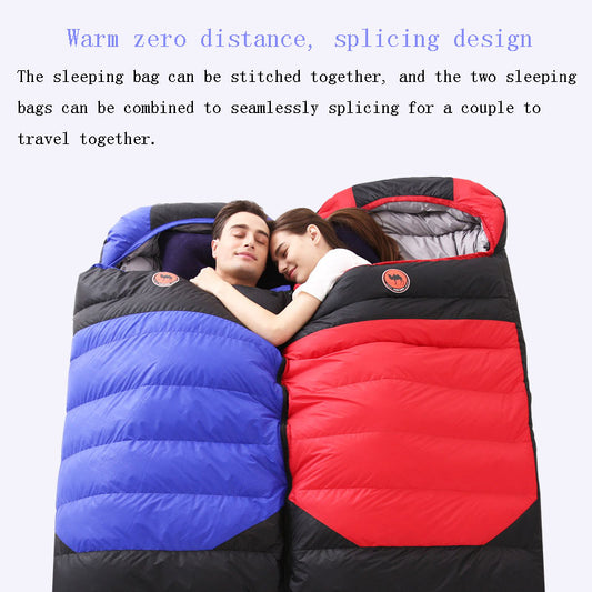 Water Resistant All-Season Duck Down Camping Sleeping Bag - 3 Color and Thickness Options