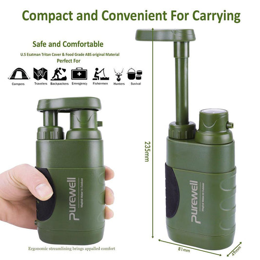 Multi-Stage Outdoor Water Purifier for Emergency Camping Wilderness Survival