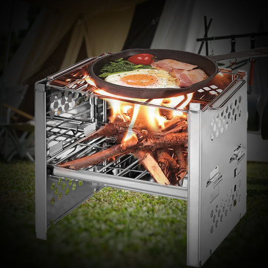 Compact Portable Camping Wood Stove & BBQ Grill - OffGrid Mall